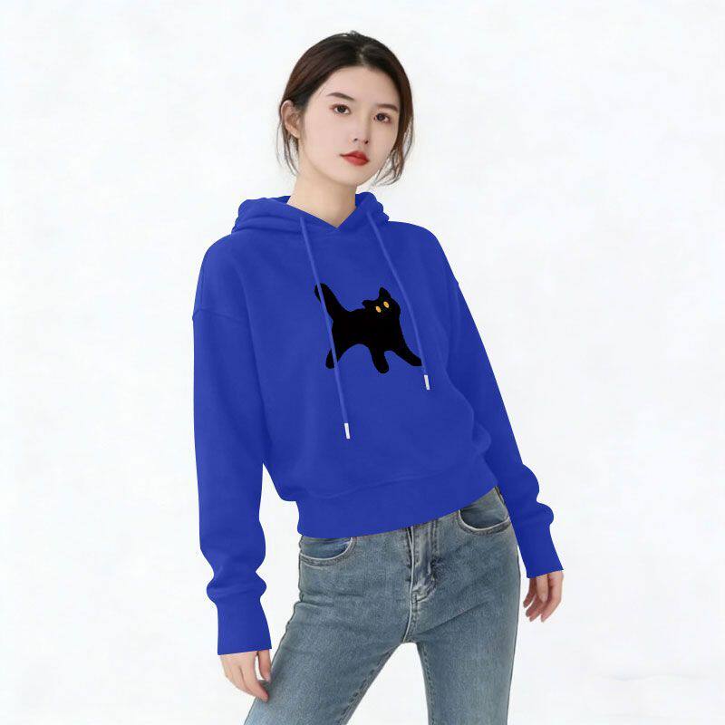 韩版纯棉连帽长袖卫衣女秋冬爆款设计感百搭气质加绒短款大码上衣