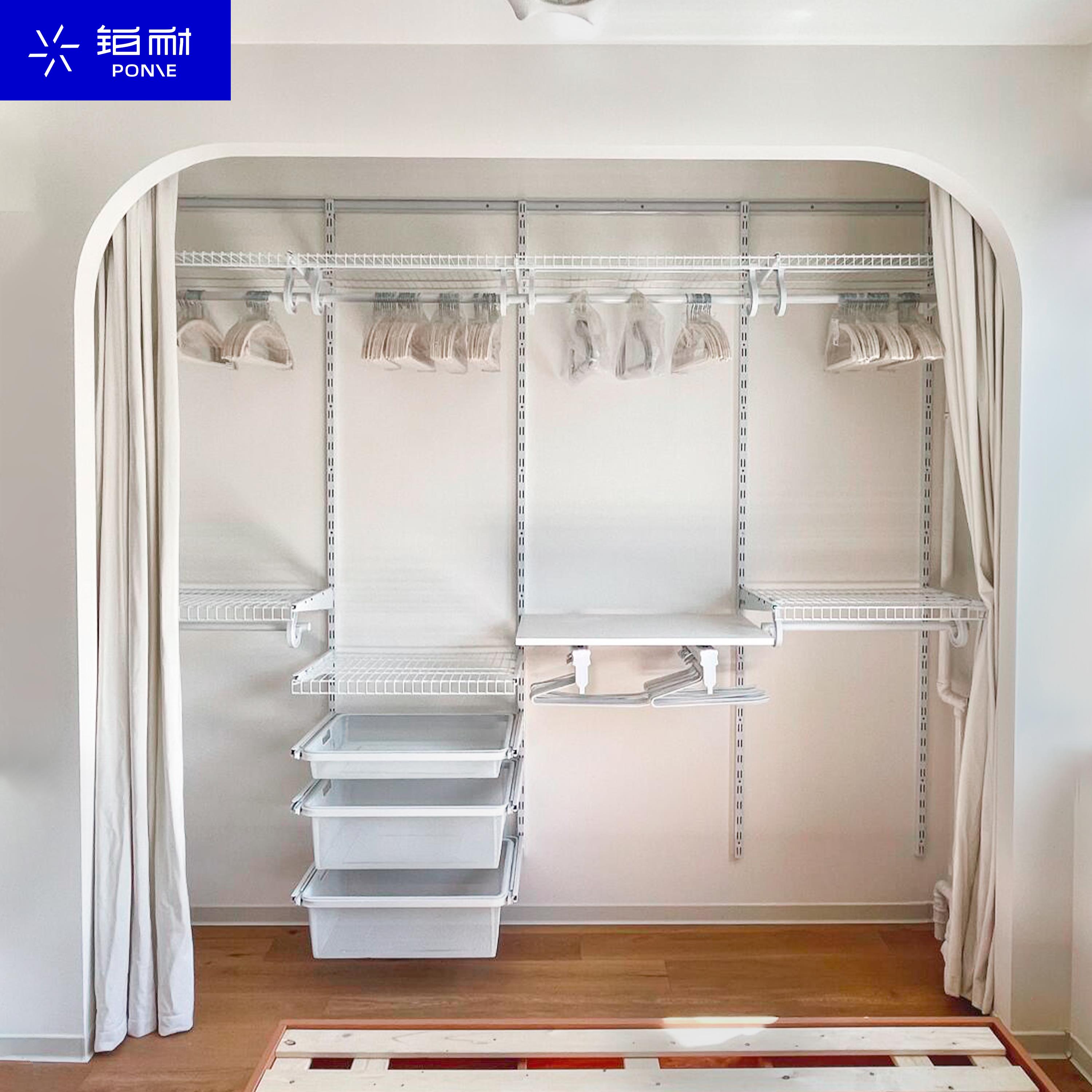 定制金属衣柜框架铁艺钢架铂耐衣帽间上墙衣架五金配件简易家用