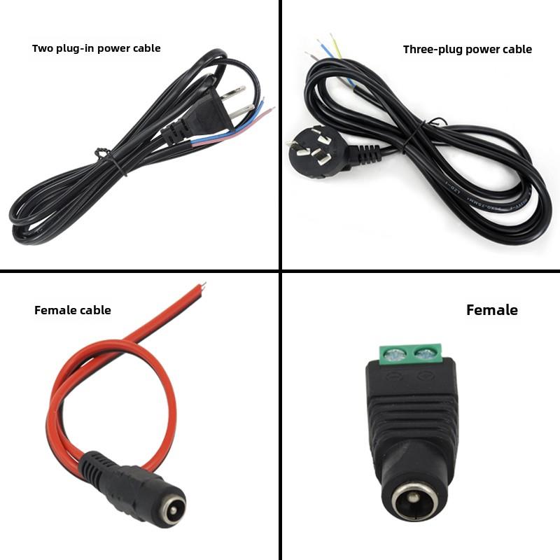 AC电源线3插2插线单头 DC公头 母头带线监控线监控头车充母座插头