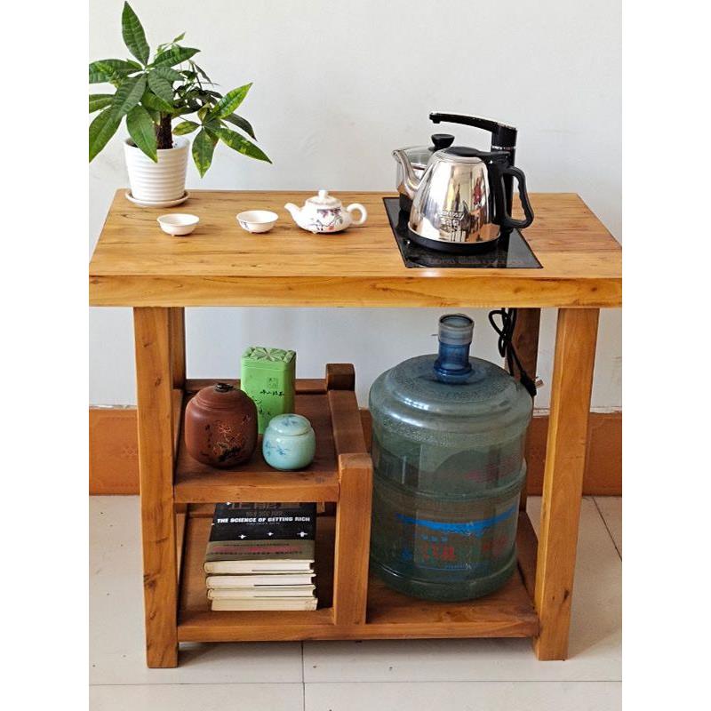 老榆木茶边柜实木阳台小茶台沙发边几角几原木移动茶几定制茶水柜