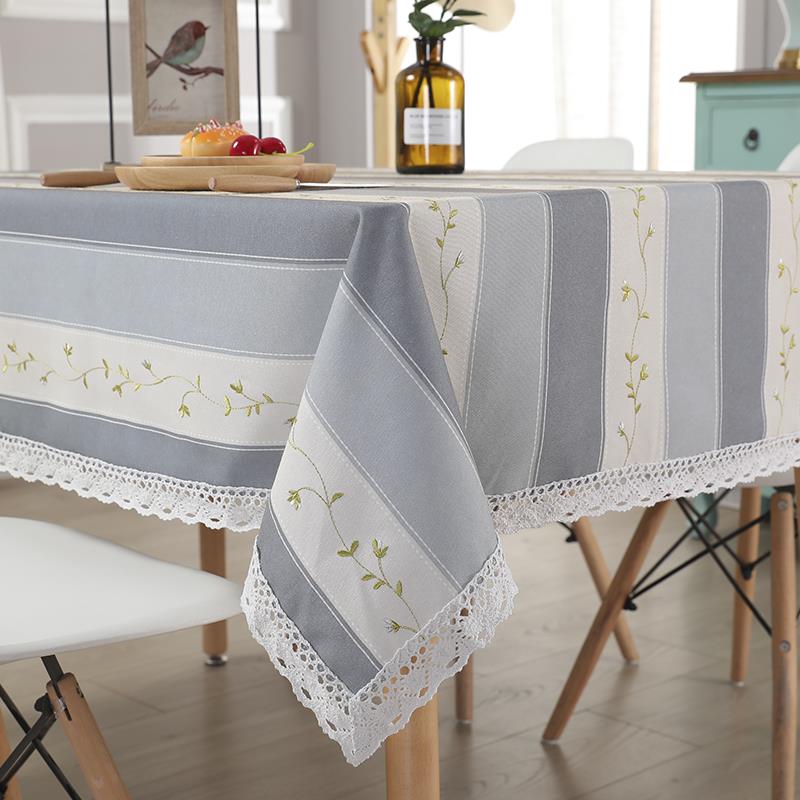桌布织物棉麻矩形家庭现代简单条纹方形桌布桌布斯堪的纳维亚咖啡