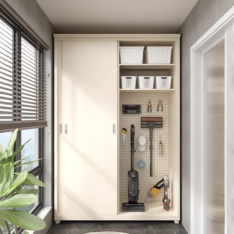 家用阳台储物柜卧室推拉门衣柜室外阳台收纳柜防水防晒带锁置物柜