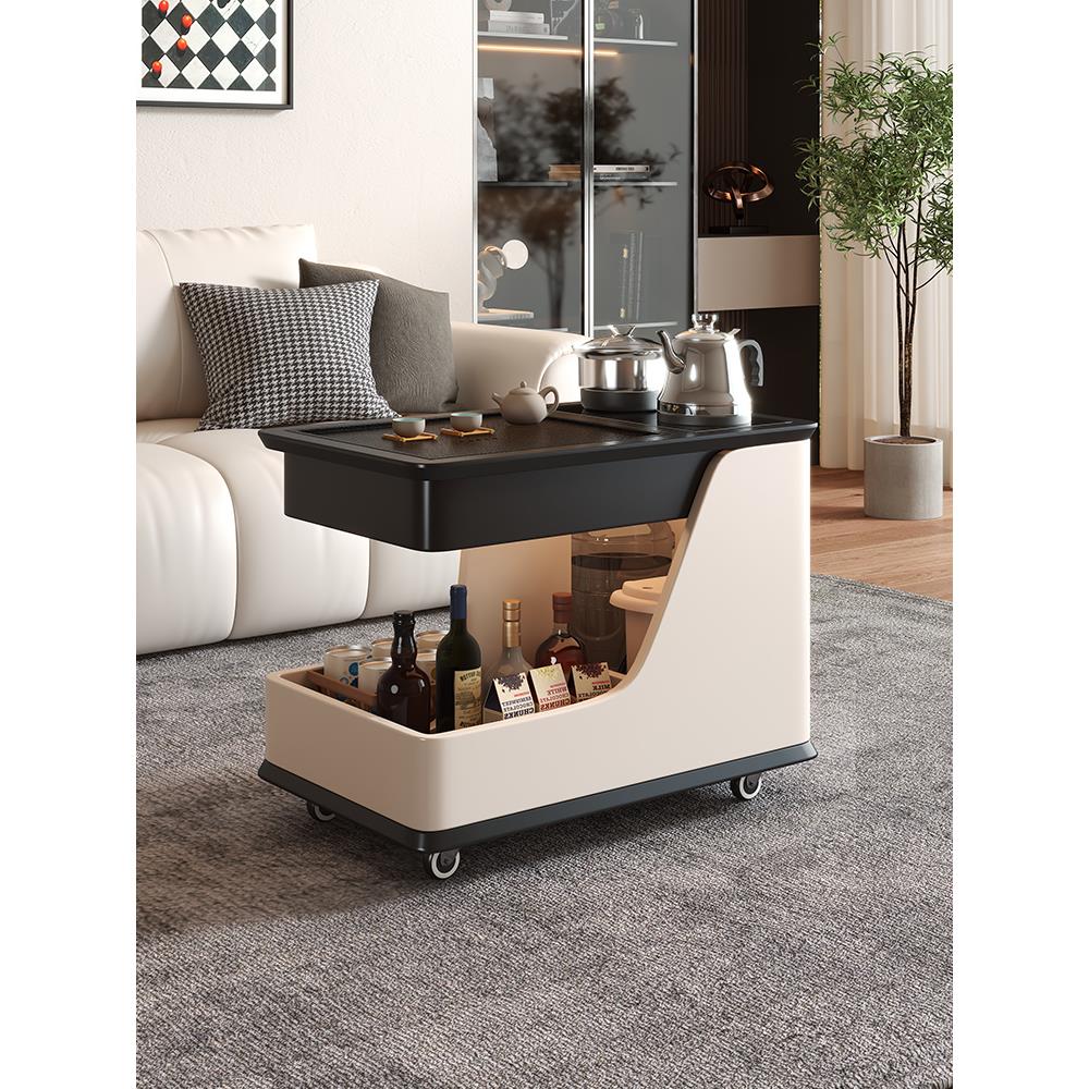 阳台实木茶车茶壶一体化高端客厅沙发侧柜可移动小茶几侧桌推车