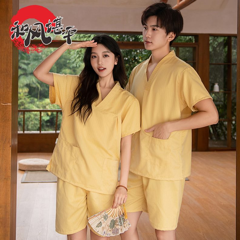 服情侣洗浴新款韩版浴家居服睡衣按摩男女服贡缎酒店桑拿汗蒸服