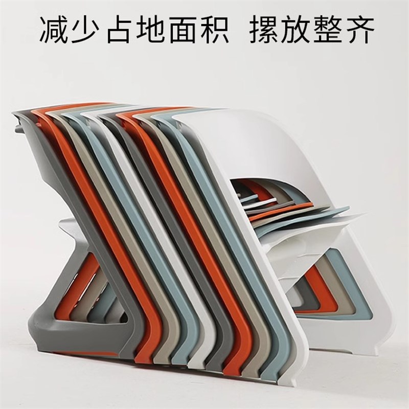 北欧简约塑料椅可叠放会议洽谈靠背椅子甜品店咖啡厅创意餐椅现货