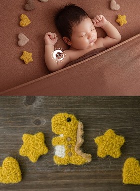 羊毛毡月亮星星云朵爱心熊兔气球新生儿童满月拍照摆拍摄影道具