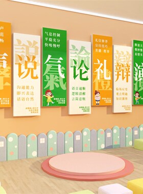 口才教室装饰培训班构儿童播音小持舞台背景布置面