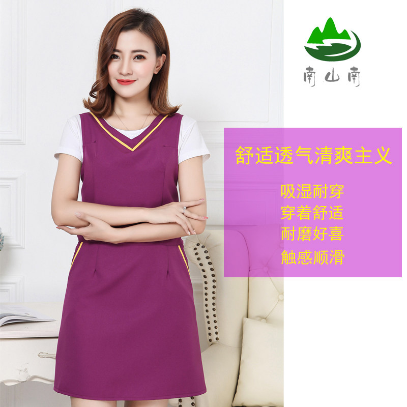 师围裙工作服女时尚韩夏美甲超市院刺绣背心式