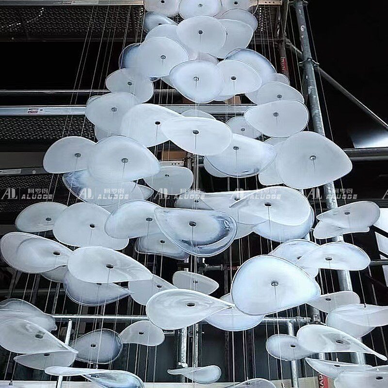 阿罗得空中吊饰酒店荷叶饰售楼部沙盘商场卖场走廊顶部吊艺术