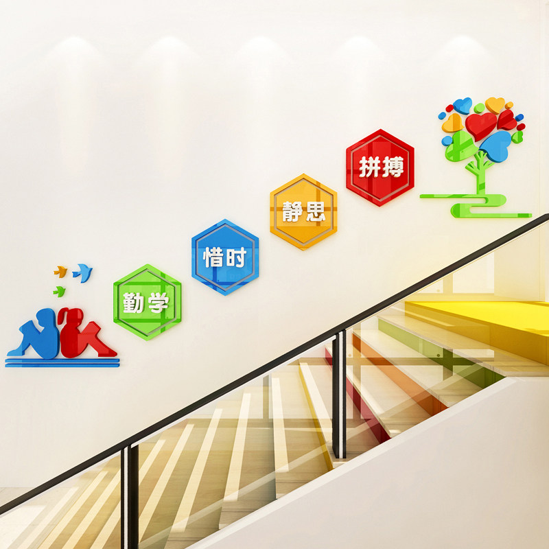 辅导培训中心间墙励志标语学校楼道装饰画