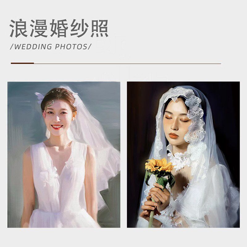 手工油画纯手绘真物肖像照片油画代画立体宠物图片订制