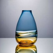 渐变色现代工吹制玻璃瓶欧式 彩色拼色瓶玻璃工艺品