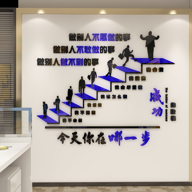 办公室装饰励志文字标语间企业文化公司背景墙纸立体
