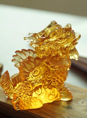龙年吉祥物飞天麒麟招财一对客厅茶桌茶宠装饰创意小