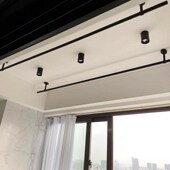 阳台晾衣架黑色晒衣杆墙顶挂衣杆烤漆吊装 晾晒单杆固定凉杆