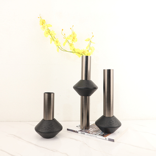 样板间家居干器 饰品 现代金属瓶 客厅插装