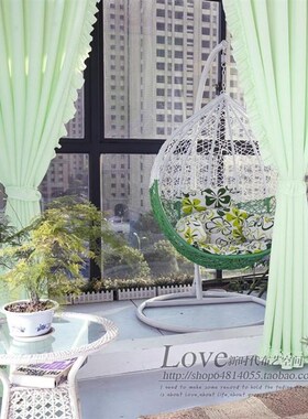韩式新荷绿色加厚纯色纱帘帘客厅卧室阳台飘半遮光成品