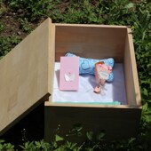 牵绊桦木实木手工宠物棺材骨灰盒猫咪棺材狗狗棺材宠物下葬品