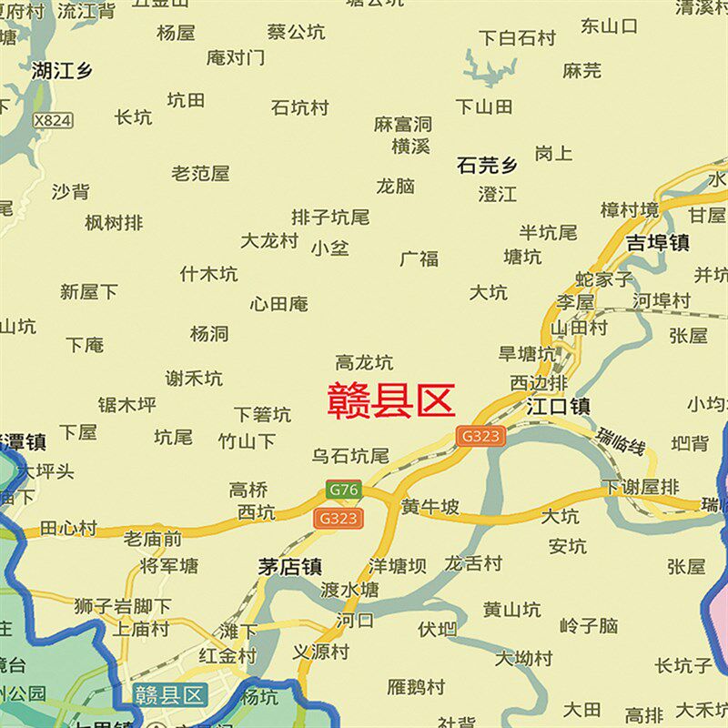 新款赣州市地图图办公室挂图防水墙壁超大装饰画