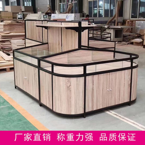商超钢木结合炒货干果五谷杂粮展示柜 面中岛柜零食展示柜