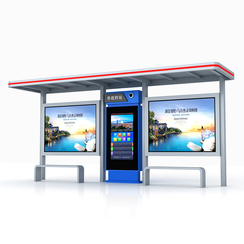新款公交站台智能候车亭广告灯箱招呼站公交候车亭可定制生产厂家