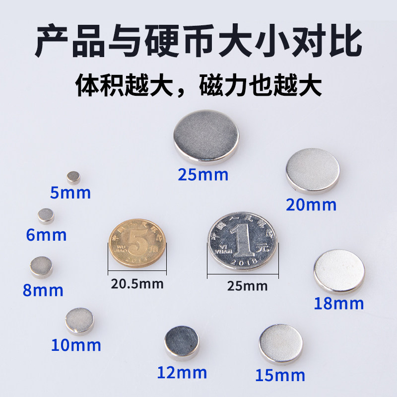 磁铁强磁圆形钕铁硼牌号超强力片吸铁石强度磁钢磁石磁片