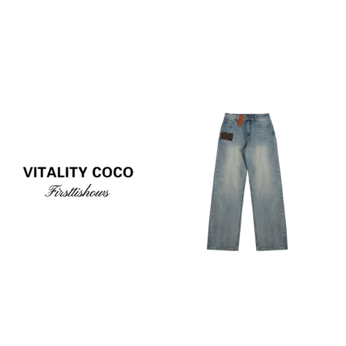 VITALITYCOCO高腰直筒牛仔裤