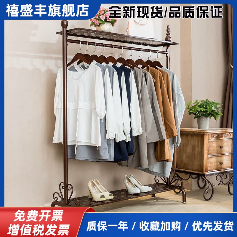 古铜色烤漆钢管落地挂衣架 适用卧室简易衣帽架 多尺寸选择可移动
