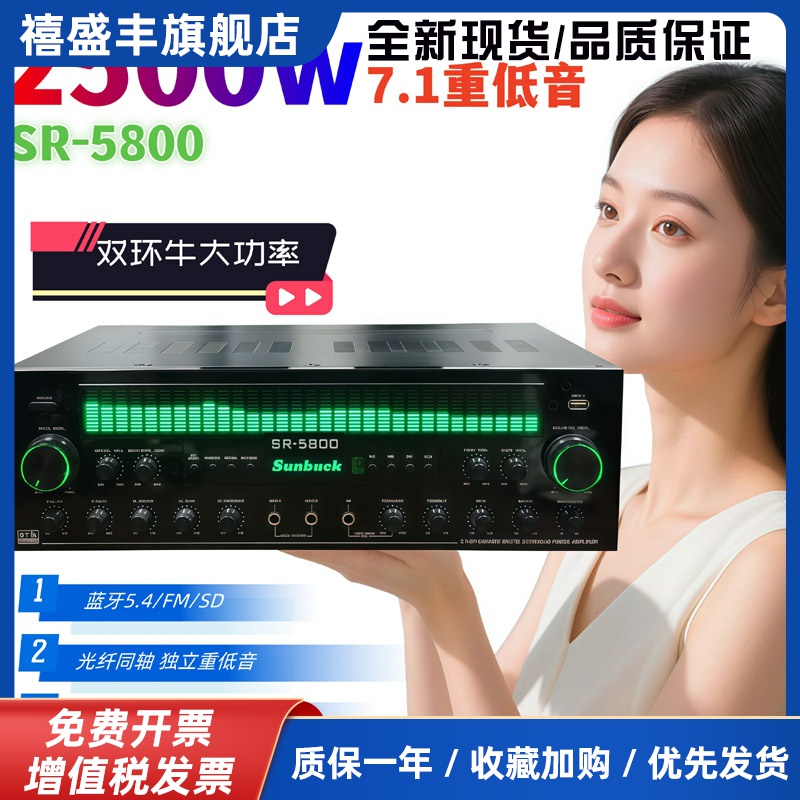 山宇SR5800大功率7.1声道功放机蓝牙专业KTV舞台家用音响放大器