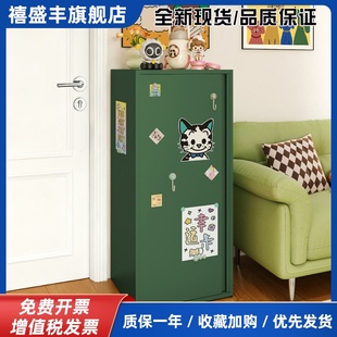 铁艺收纳柜家用客厅零食柜带锁单门柜卧室床头柜阳台储物柜铁皮柜