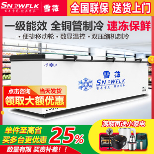 冰柜大容量冰箱家用冷藏冷冻保鲜双温冷柜展示冷柜 雪花商用卧式