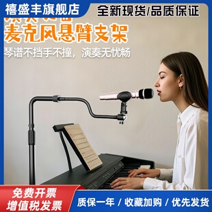弹唱古筝可升缩钢琴话筒架一体KTV悬臂吉他话筒支架落地话筒支架