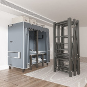 卧室免安装 布艺出租房用全钢架结实耐用衣橱