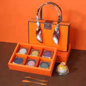 中秋包装 盒橙色礼品盒鲜肉冰皮流心粒蛋黄酥礼盒