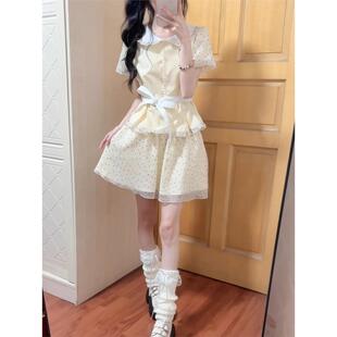 2025年新 非常好看 女性夏季 女孩套装 夏 学院风波尔卡点裙甜美