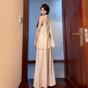 新中式国风无袖洋装子女夏季2025新款小个子清冷感禅意套装裙裤