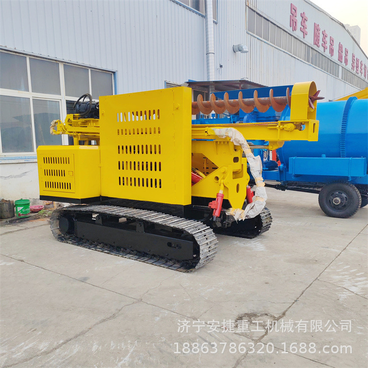 安捷生产光伏打桩机 履带式液压螺旋钻孔机 光伏发电站引孔机