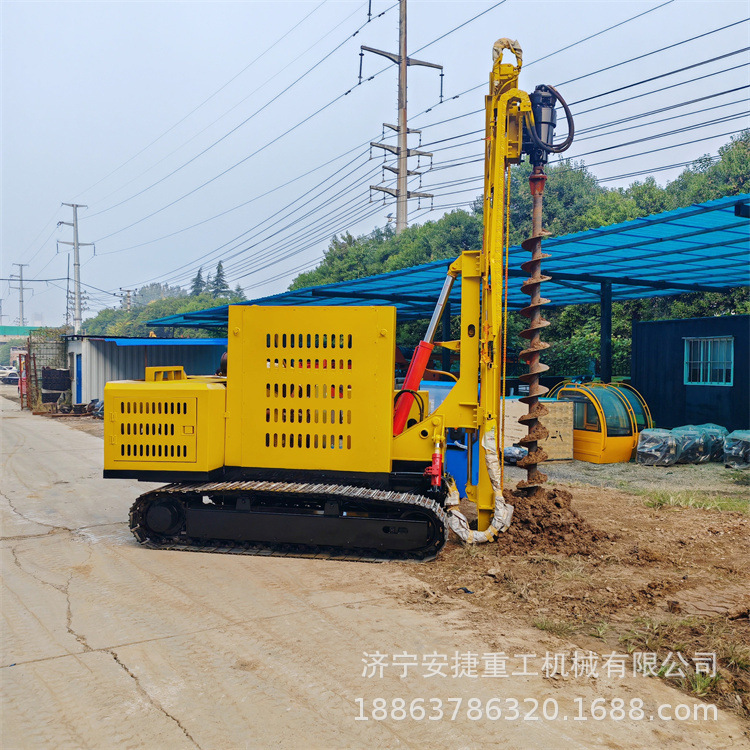 履带式液压光伏打桩机 山地光伏引孔螺旋钻机 柴油动力基站打孔机