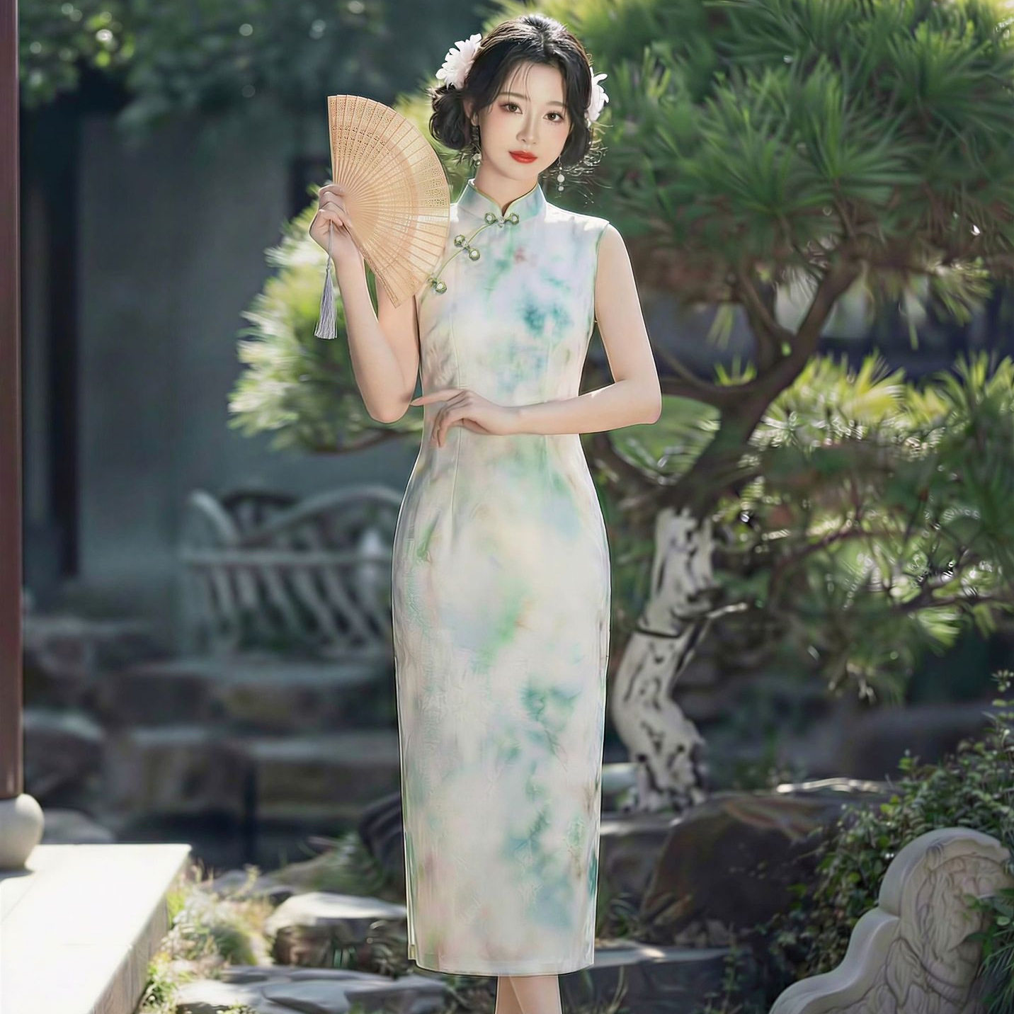织造局新中式江南风2026旗袍女收腰无袖长款修身气质显瘦长款国风