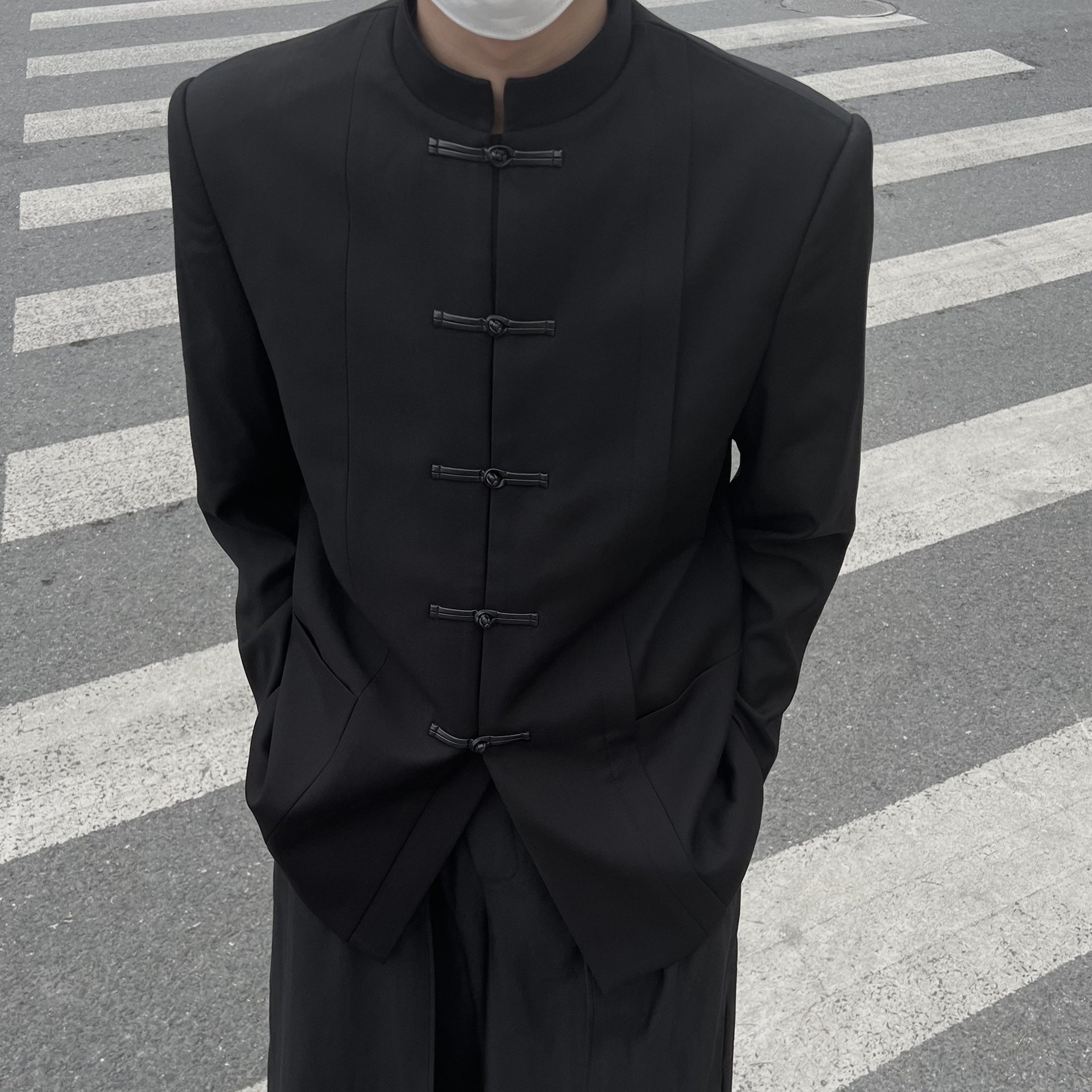 云梦集新中式国风盘扣中山装高级感痞帅立领西装外套男休闲西服套