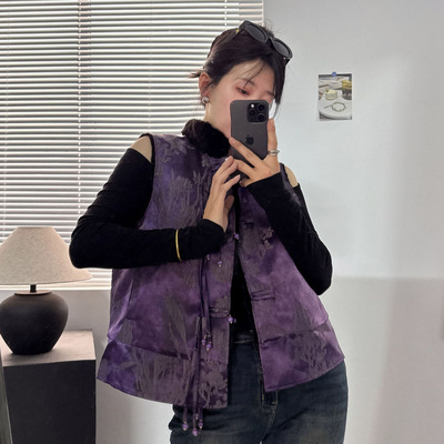 云梦集！新款皮草马甲真毛水貂皮草背心新中式国风外套两面穿唐装