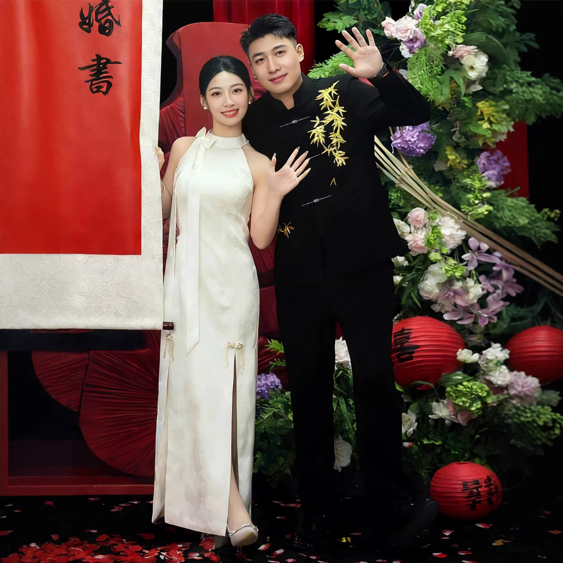 云梦集新中式金竹刺绣中山装男订婚宴主持人礼服立领盘扣西服套装