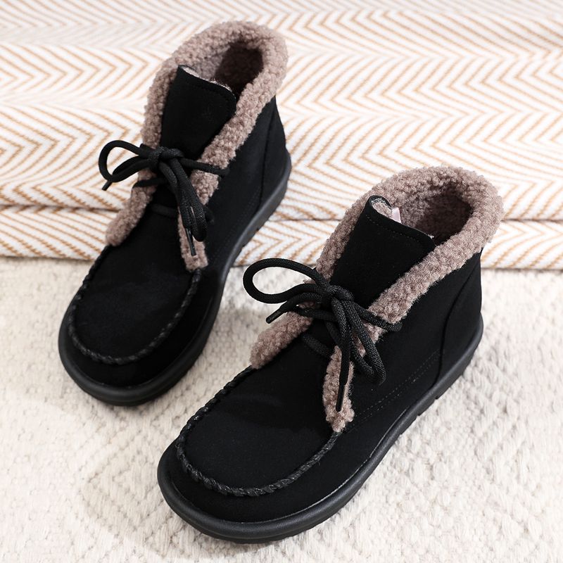 云梦集2025秋冬新款加绒保暖平底鞋女鞋软底短靴复古高帮休闲雪地