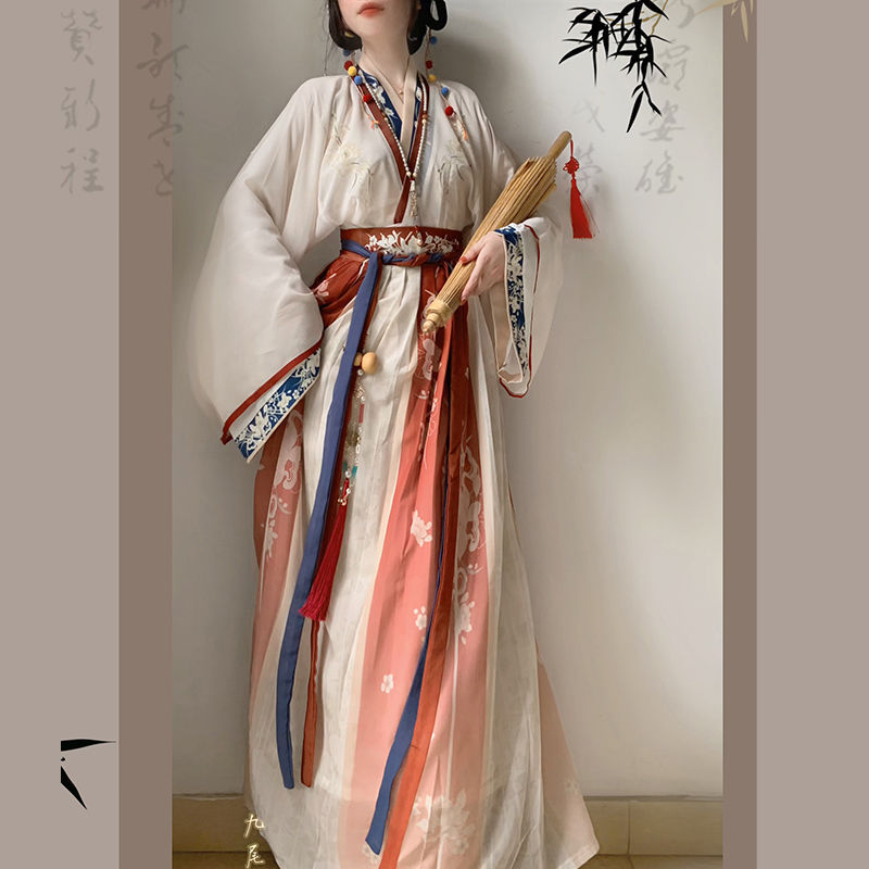 云梦集原创【秋晚舟】汉服女晋制交领一片式齐腰襦裙中国风日常款