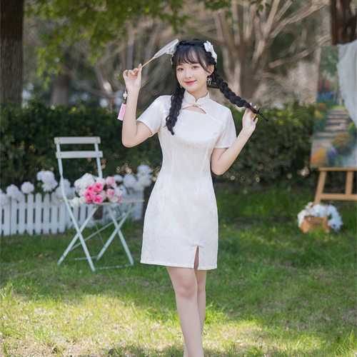 织造局20春夏新款复合蕾丝改良旗袍连衣裙少女年轻款民国风复古风