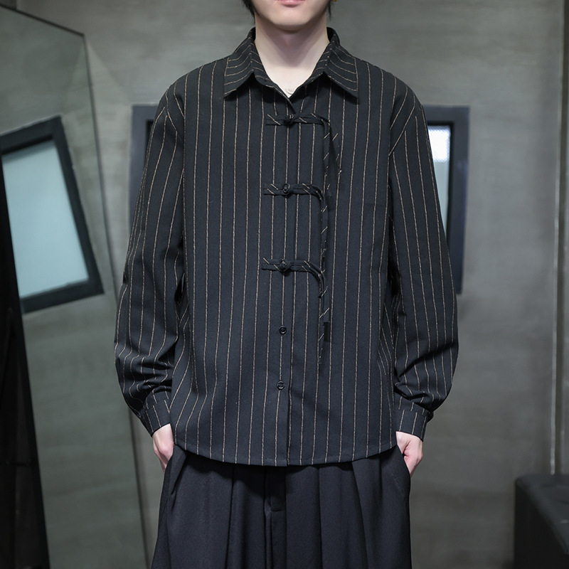 云梦集新中式亚麻长袖衬衫青年宽松大码中国风棉麻衬衣712-5-CS6