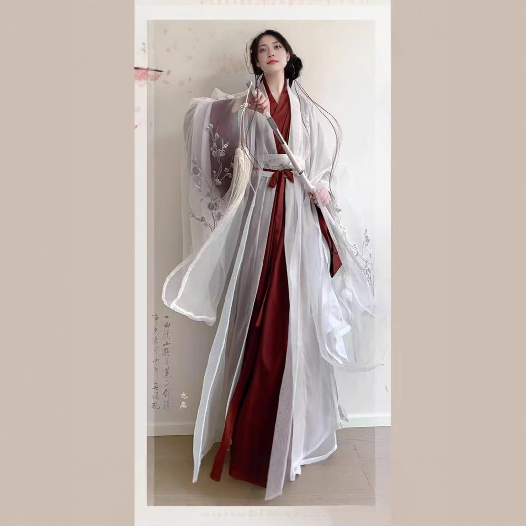 云梦集原创汉服女【梨花亭】魏晋仙气新款大袖直裾刺绣古装交领日