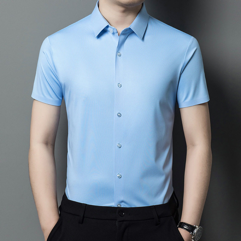 织造局男士桑蚕丝衬衫商务休闲职业百搭工作服免烫无痕抗皱男装衬