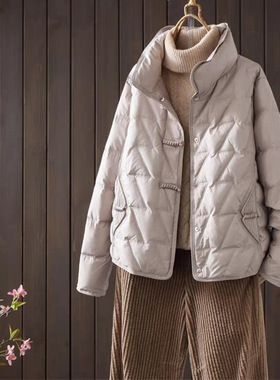 云梦集羽绒服女款2025新款冬季短款中国风高级感平湖羽绒外套大码