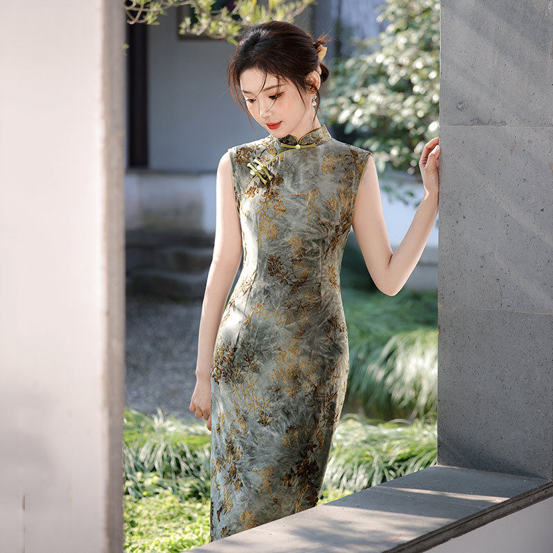 织造局无袖国风中长款旗袍改良年轻款2026新款女复古修身小个子可